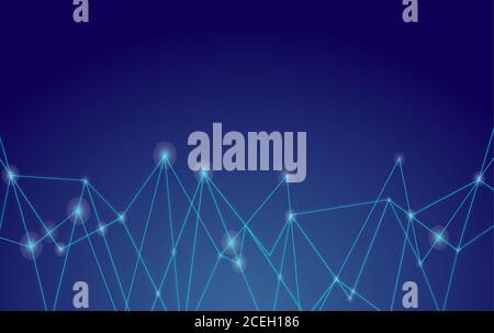 Global network connections with points and lines. Blue background. Stock Vector