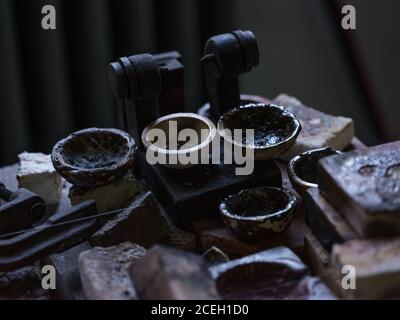 Different bowls in jewelry shop Stock Photo