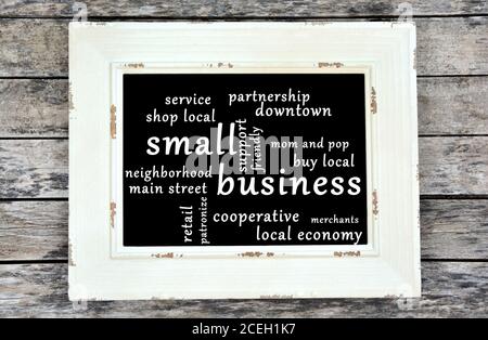 Small business written on chalkboard. Business concept Stock Photo