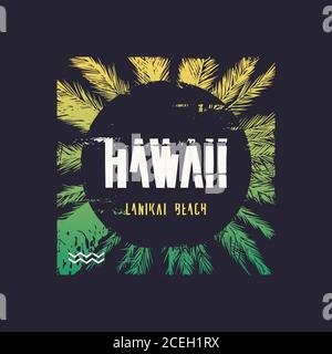 Hawaii Lanikai vector graphic t-shirt design, poster, print Stock Vector