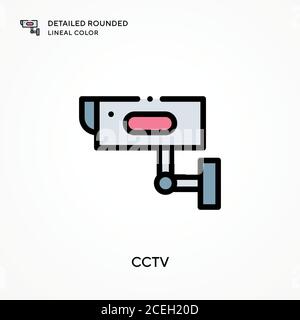 Cctv detailed rounded lineal color. Modern vector illustration concepts. Easy to edit and customize. Stock Vector