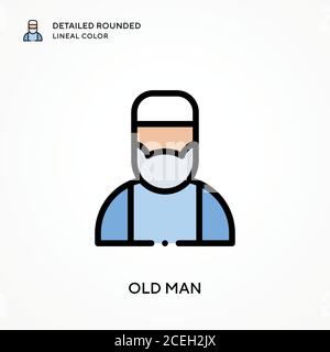 Old man detailed rounded lineal color. Modern vector illustration ...
