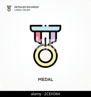 Medal detailed rounded lineal color. Modern vector illustration concepts. Easy to edit and customize. Stock Vector