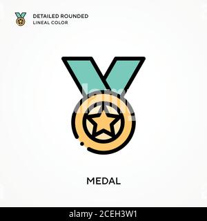 Medal detailed rounded lineal color. Modern vector illustration concepts. Easy to edit and customize. Stock Vector