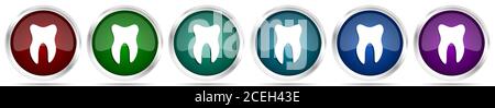 Tooth icon. Metallic internet button on white background Stock Photo ...