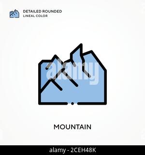 Mountain detailed rounded lineal color. Modern vector illustration concepts. Easy to edit and customize. Stock Vector