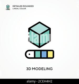 3d modeling detailed rounded lineal color. Modern vector illustration ...