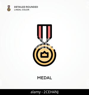 Medal detailed rounded lineal color. Modern vector illustration concepts. Easy to edit and customize. Stock Vector