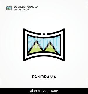 Panorama detailed rounded lineal color. Modern vector illustration concepts. Easy to edit and customize. Stock Vector