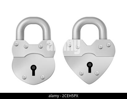 Silver padlock with keyhole isolated on white Vector Image