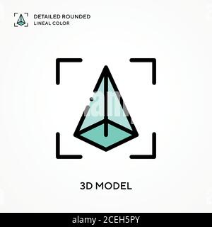 3d model detailed rounded lineal color. Modern vector illustration ...