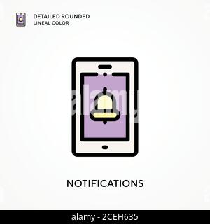 Notifications detailed rounded lineal color. Modern vector illustration concepts. Easy to edit and customize. Stock Vector