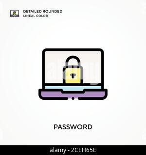 Password detailed rounded lineal color. Modern vector illustration concepts. Easy to edit and customize. Stock Vector