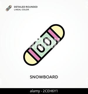 Snowboard detailed rounded lineal color. Modern vector illustration concepts. Easy to edit and customize. Stock Vector
