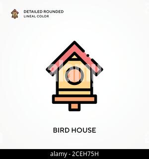 Bird house detailed rounded lineal color. Modern vector illustration concepts. Easy to edit and customize. Stock Vector