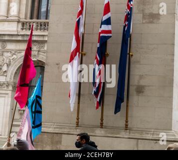 London, UK. 1st Sep, 2020. XR Groups from different areas joined the main group in Parliament Square, this group of musicians arrived via Whitehall Credit: Ian Davidson/Alamy Live News Stock Photo