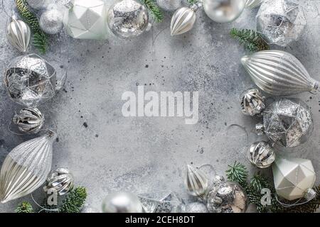 Christmas background with perimeter Christmas decorations Stock Photo