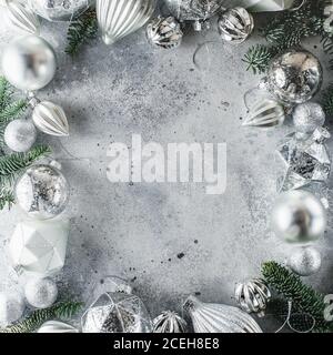 Christmas background with perimeter Christmas decorations Stock Photo