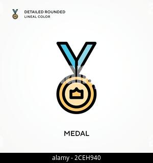 Medal detailed rounded lineal color. Modern vector illustration concepts. Easy to edit and customize. Stock Vector