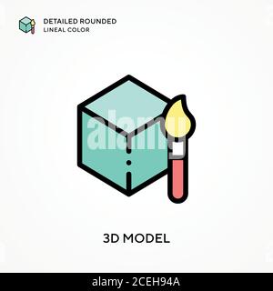 3d model detailed rounded lineal color. Modern vector illustration ...
