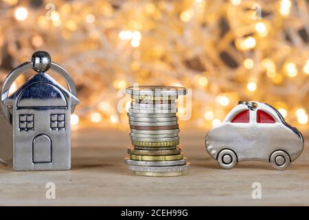 Car , house and money. Savings, tax and Mortgage Concept Stock Photo