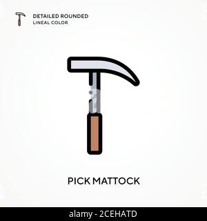 Pick mattock detailed rounded lineal color. Modern vector illustration concepts. Easy to edit and customize. Stock Vector