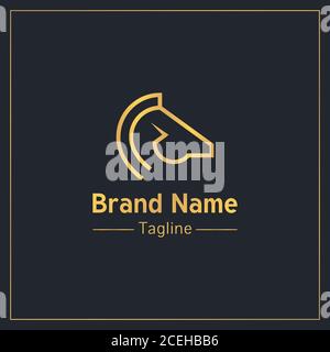 Power horse golden serious logo design template Stock Vector