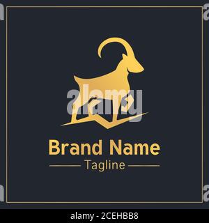 Ibex golden masculine logo design template Stock Vector
