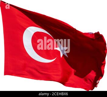 Turkey 3D flag waving in wind Turkish background Stock Photo