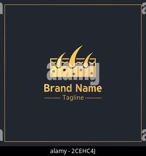 Hair follicles golden professional logo design template Stock Vector