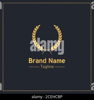 Laurel wreath golden upmarket logo design template Stock Vector