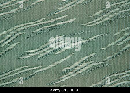 Green Fabric blind curtain texture background can use for backdrop or cover Stock Photo