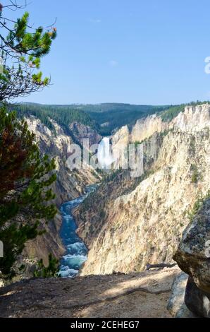 Grand Canyon of Yellowstone, Lower falls in Yellowstone National Park, USA  As viewed from Artist Point Stock Photo
