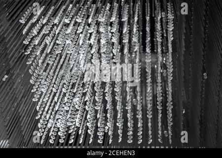Modern glass chandelier. Decorative black crystal chandelier on the ceiling - interior decoration abstract background. Abstract background texture Stock Photo