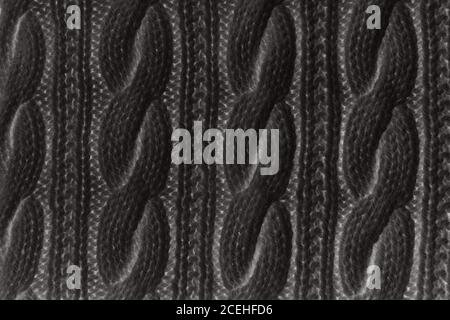 Sweater or scarf texture large knitting. Knitted jersey background with a relief pattern. Braids in knitting. Wool hand-knitted or machine knitting pa Stock Photo