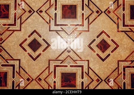 Linoleum with brown geometric pattern. Linoleum background texture Stock Photo