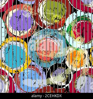 seamless background pattern, with circles, stripes, paint strokes and splashes Stock Vector