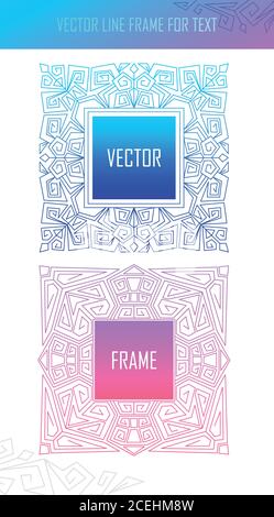 Set Vector floral frames in mono line style with copy space for text. Vector frame wedding invitation design template Stock Vector