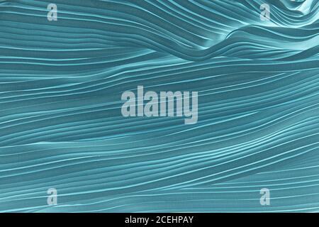 turquoise plisse fabric background texture. Stock Photo