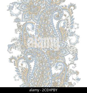 Paisley Damask ornament. Isolated Vector border Stock Vector