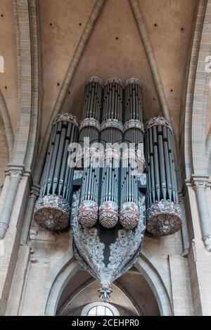 Trier, RP / Germany - 29 July 2020: interior view of the historic Trier Dom or cathedral in Trier with the pipe organ Stock Photo