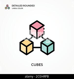 Cubes detailed rounded lineal color vector icon. Illustration symbol design template for web mobile UI element. Perfect color modern pictogram on edit Stock Vector
