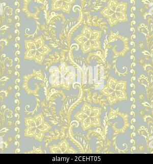Ffloral seamless pattern in batik style, Vector background Stock Vector
