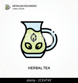 Herbal tea detailed rounded lineal color vector icon. Illustration symbol design template for web mobile UI element. Perfect color modern pictogram on Stock Vector