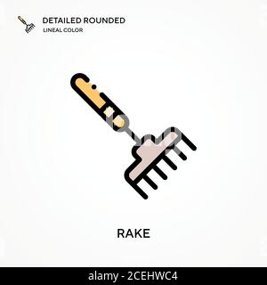 Rake detailed rounded lineal color vector icon. Illustration symbol design template for web mobile UI element. Perfect color modern pictogram on edita Stock Vector