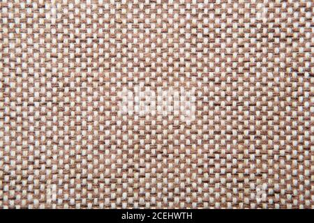 Brown checkered Rough Fabric Texture, Pattern, Background Stock Photo