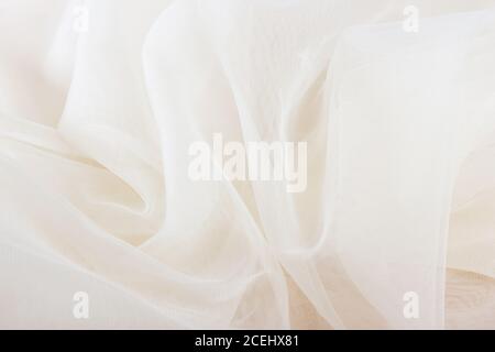 chiffon tulle fabric textured background. pleated skirt fabric texture. closeup plisse fabric texture pattern Stock Photo