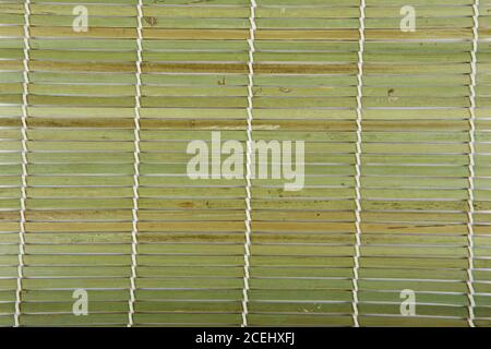 Texture from bamboo wooden background. Green Bamboo mat. Traditional green bamboo pad texture. sushi matt background abstract texture. Macro fragment Stock Photo