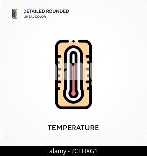 Temperature detailed rounded lineal color vector icon. Illustration symbol design template for web mobile UI element. Perfect color modern pictogram o Stock Vector