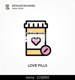 Love pills detailed rounded lineal color vector icon. Illustration symbol design template for web mobile UI element. Perfect color modern pictogram on Stock Vector